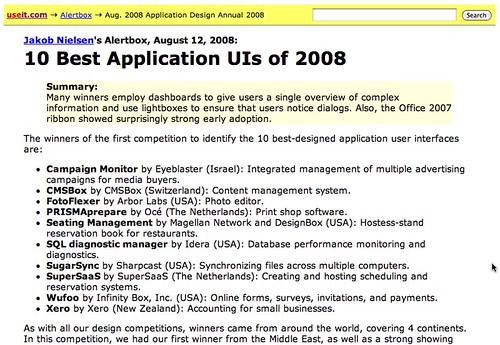 Jakob Nielsen Ranks Wufoo Among 10 Best UIs of 2008