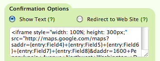 Map in the Confirmation Message
