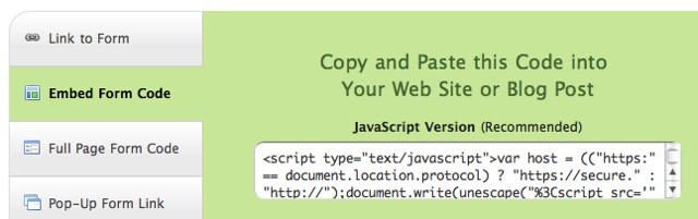 JavaScript Embed