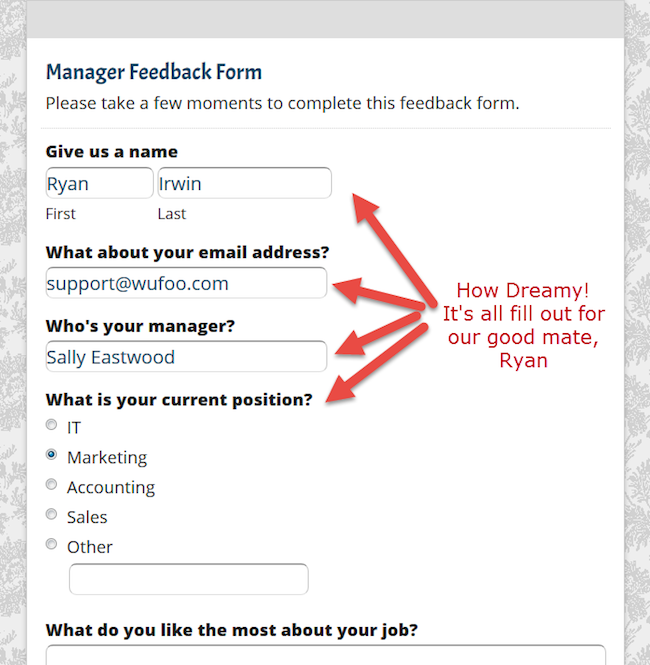 Filled out form