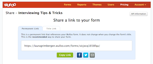 Share page permanent URL